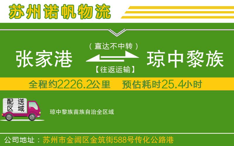 張家港到瓊中黎族苗族自治物流公司