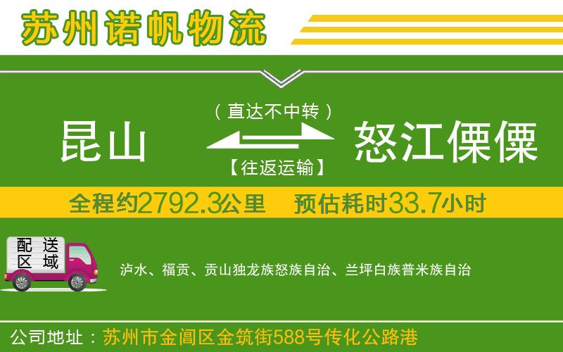 昆山到怒江傈僳族自治州物流公司